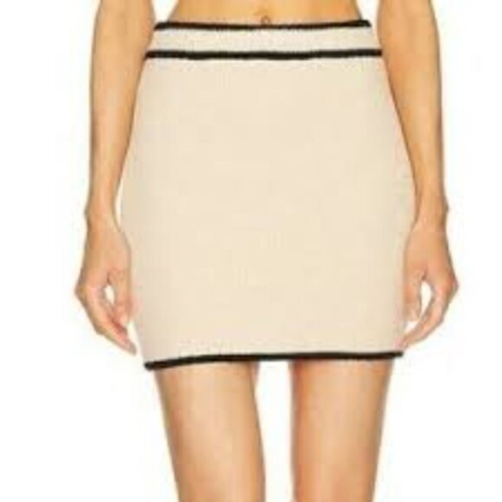 L’Academie By Marianna Elektra Mini Skirt in Beige Size Medium NWT
